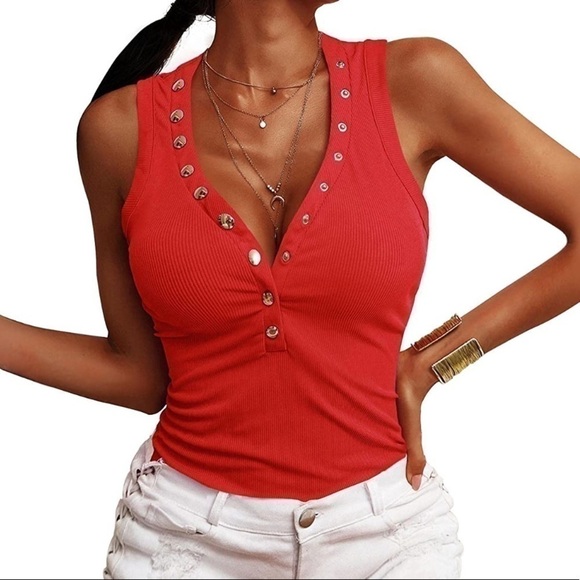 Jauoop Womens V Neck Tank Top - Picture 6 of 12